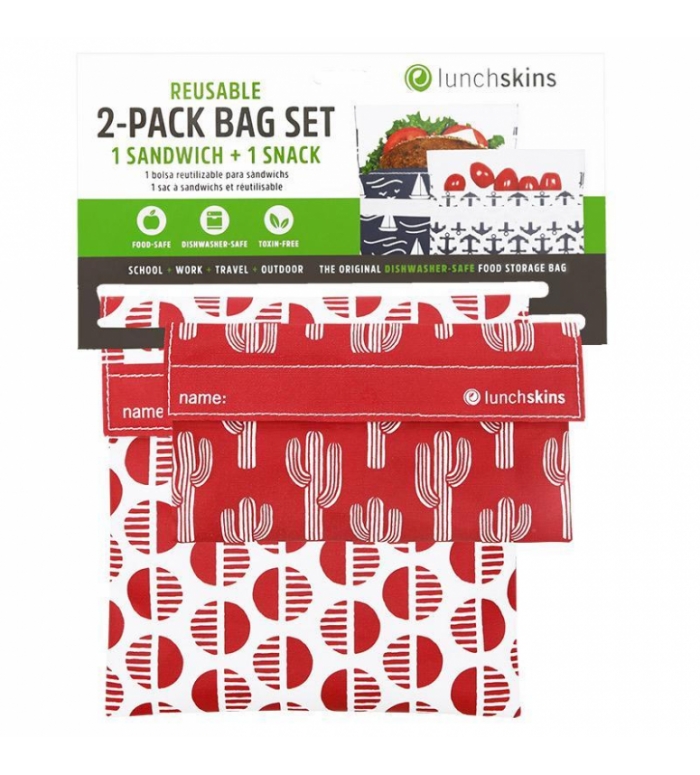 Lunchskins | Bag set 2st. Velcro Rode Woestijn herbruik