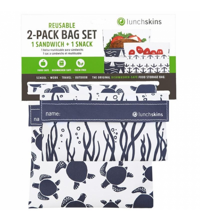 Lunchskins | Bag set 2st.Velcro Marine Zeeschilpad herbrui