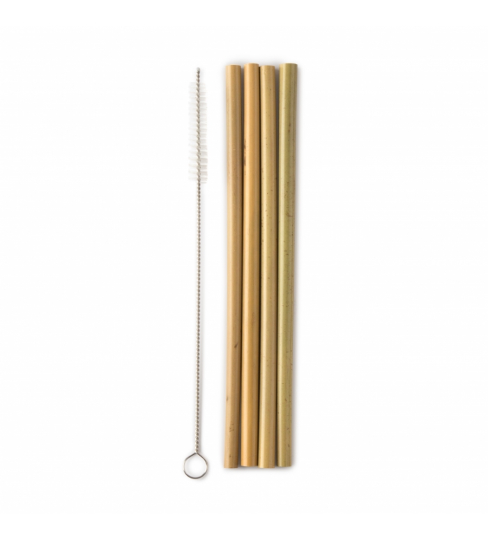 Humble | Rietjes bamboe met reinigingsborstel 4 st.