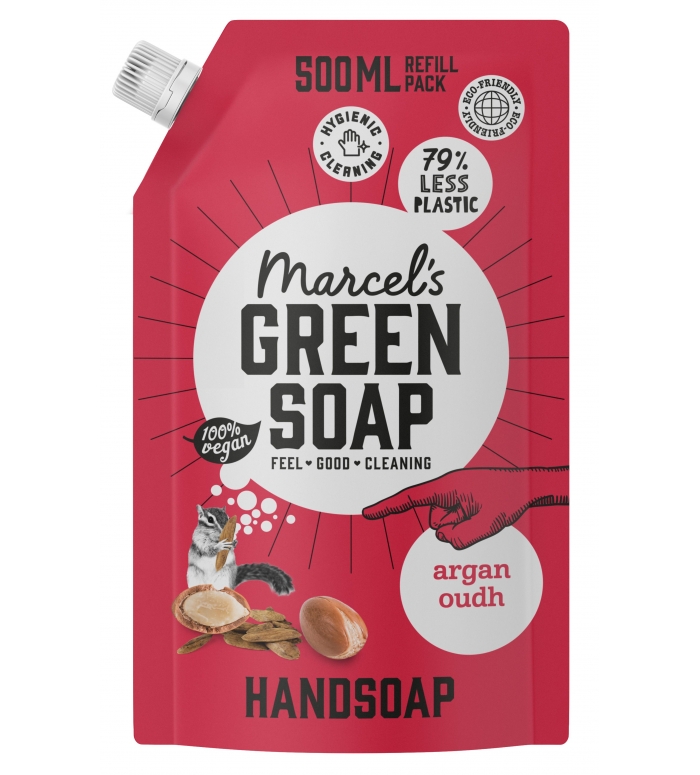 Marcels Green Soap | Handzeep Argan&Oudh navulzak / 4 ST